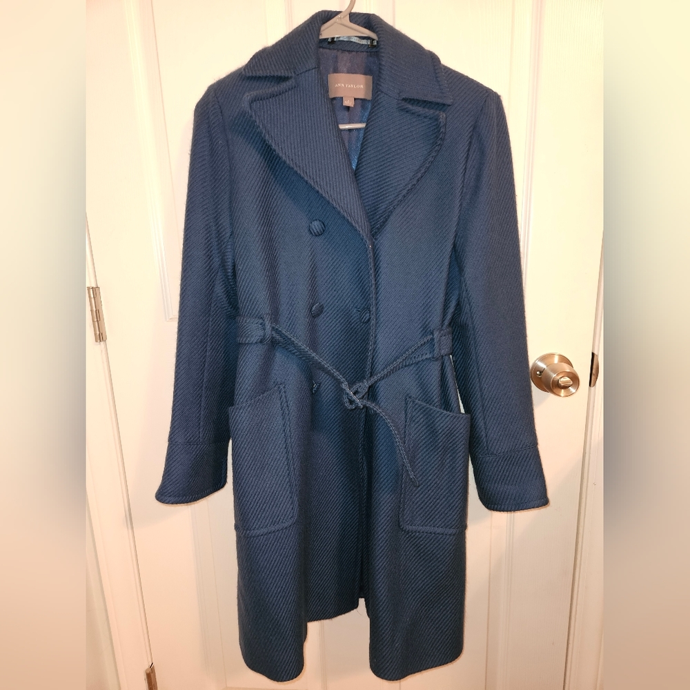 Ann Taylor Teal Belted Peacoat Size 2
